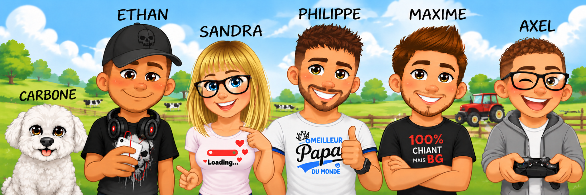 Portrait illustré de la famille Philandra avec Carbone